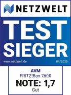 7690 Wi-Fi 7 DSL-Router, 5.760 MBit/s (5GHz) & 1.376 MBit/s (2,4 GHz), VDSL-Supervectoring bis 300 MBit/s, WLAN Mesh, DECT-Basis