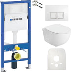 Duofix Basic Vorwandelement + Wand WC Dalia Weiß spülrandlos Tornado Spülsystem + WC-Sitz Absenkautomatik + Bedienplatte Delta 25 weiß - Komplettset