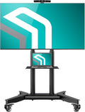TV Ständer rollbar für 32-75 Zoll, max. 60 kg, höhenverstellbar mit Ablage, VESA 600x400, Rollen, Schwarz, TS1571-B