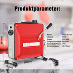 850W Elektrische Rohrreinigungsmaschine mit Spiralen: 14m Ø22mm, 14.5m Ø16mm, 5m Ø10mm, für Rohre Ø20-200mm, 450 U/min
