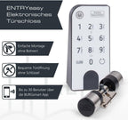 Elektronisches Türschloss, Zylinder und Keypad, Öffnung mit App, Pincode oder Funkschlüssel, ENTRYeasy 7601 PIN, Schwarz/Edelstahl Tastenfeld