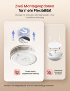 Smart Rauchmelder WLAN, Magnethalterung, Basisstation SBS50, App, Home-Assistant-kompatibel, wechselbare Batterie, XS0D-MR121