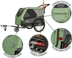 Hundeanhänger + Buggy | Fahrradanhänger bis 45kg | faltbar, leicht, stabil | Sicherheitsleine, Reflektoren, Insektenschutz, Uni-Kupplung