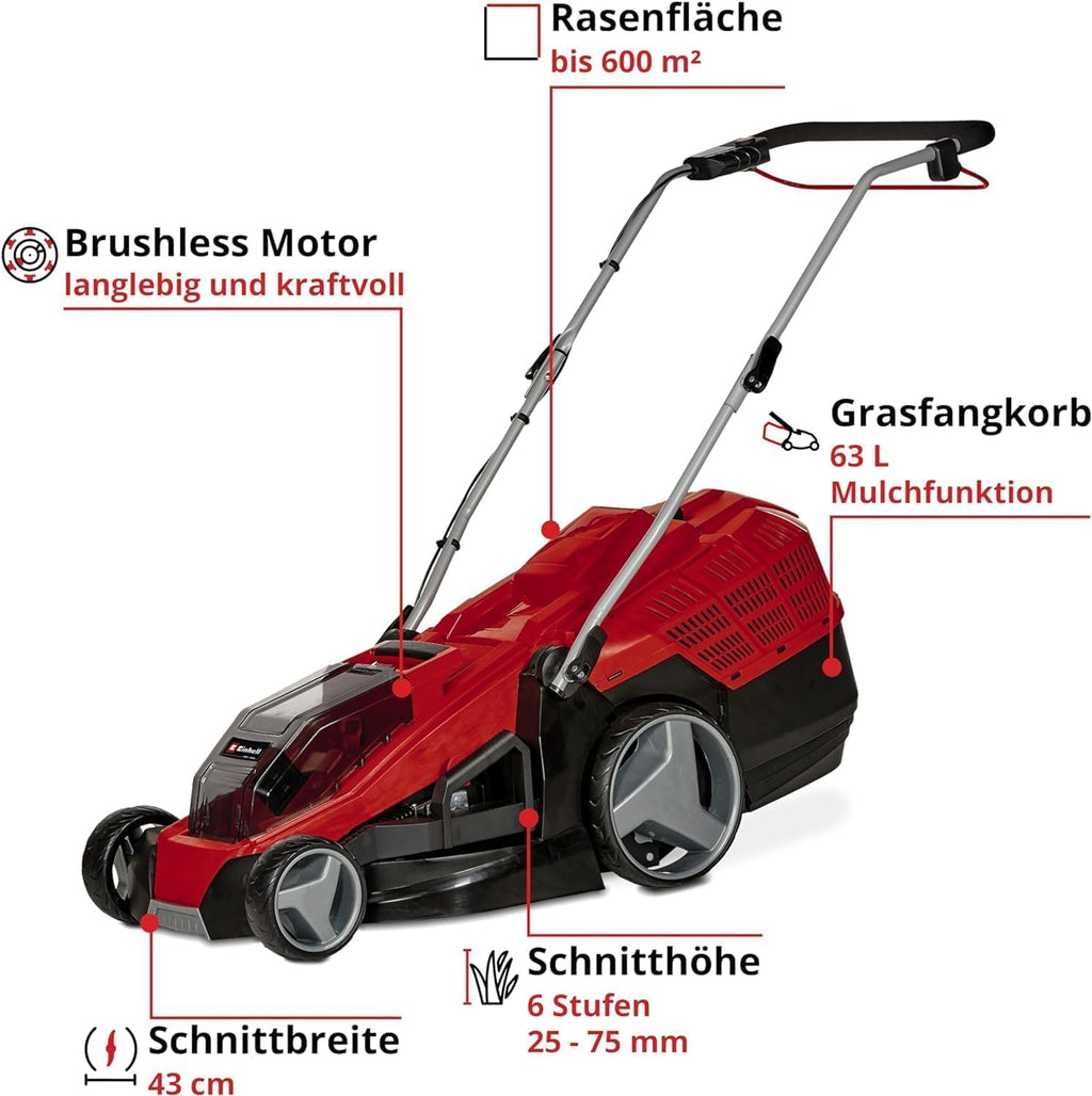 GE-cm 36/43 Li Akku-Rasenmäher, Power X-Change, 36V, 43cm, Brushless, Mulch, 63L, bis 600m², 25-75mm, ohne Akku