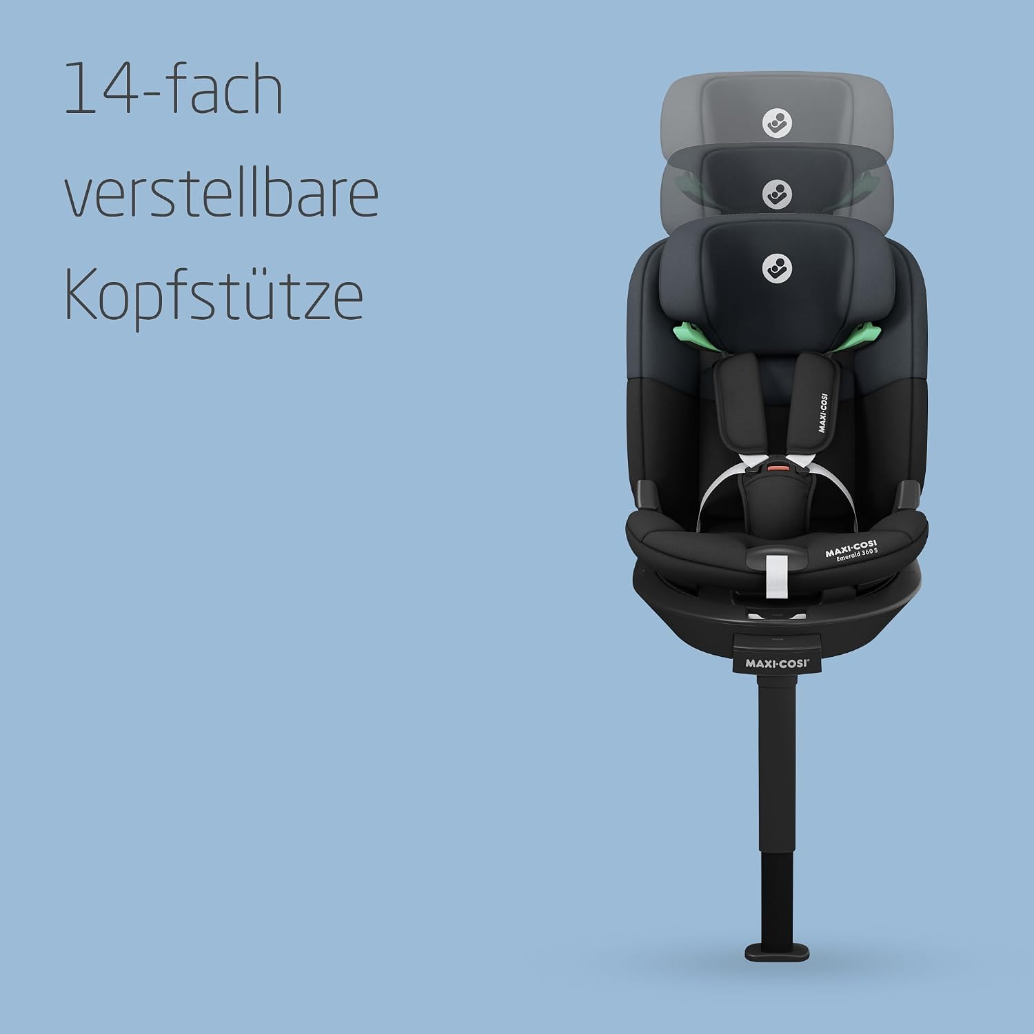 Emerald 360 S i-Size, Autositz 360° drehbar, 0–12 Jahre (40–150 cm), FlexiSpin-Drehung, 4 Liegepositionen, G-CELL Seitenaufprallschutz, Tonal Black