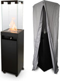 Faro Terrassenheizer Gas, 8kW, tragbarer freistehender Propan Heizpilz, schwarz, inkl. Abdeckung, 36x36x150 cm für Garten und Terrasse