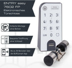 ENTRYeasy 7602 FP elektron. Türschloss, Zylinder + Keypad, Öffnung per App/Fingerprint/Pincode/Funkschlüssel, schwarz/Edelstahl, biometrisch