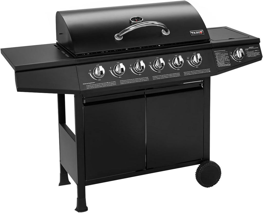 BASIC BBQ Gasgrill Grillwagen mit Edelstahl-Brenner + Seitenkocher, 6+1 Burner
