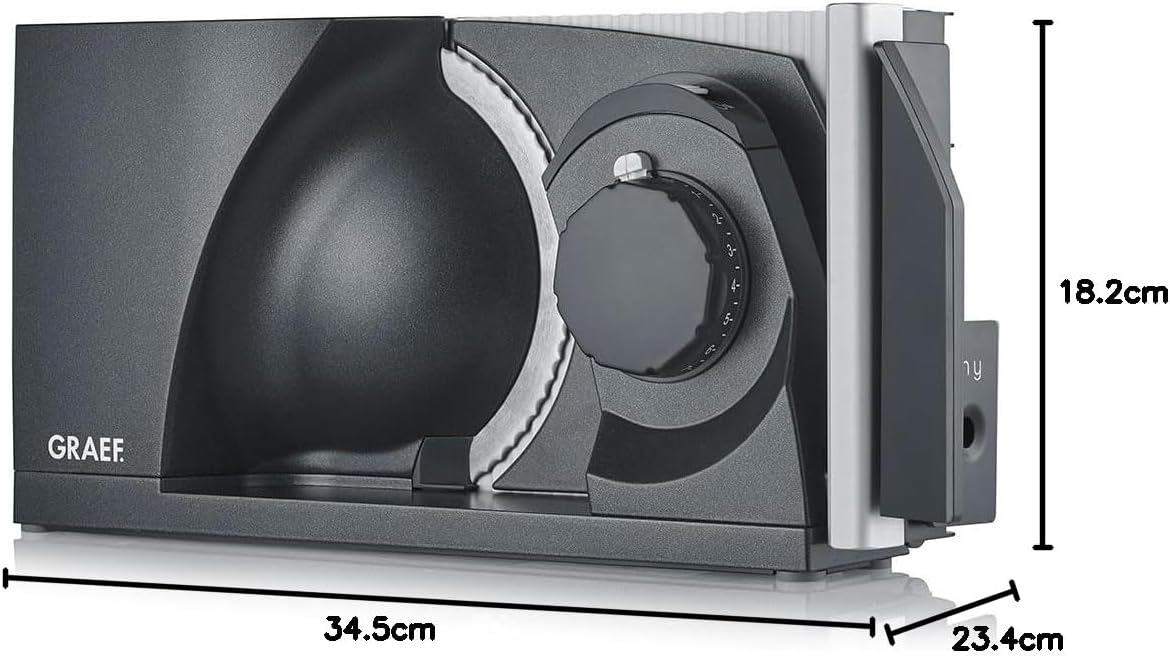 Klappbarer Allesschneider MT1006 - Vollmetall, Wellenschliffmesser 170 mm, Schnittstärke 0-15 mm, Energiesparmotor 170W, Kompakt, Eisenglimmergrau
