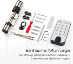 Elektronisches Türschloss, Zylinder und Keypad, Öffnung mit App, Pincode oder Funkschlüssel, ENTRYeasy 7601 PIN, Schwarz/Edelstahl Tastenfeld