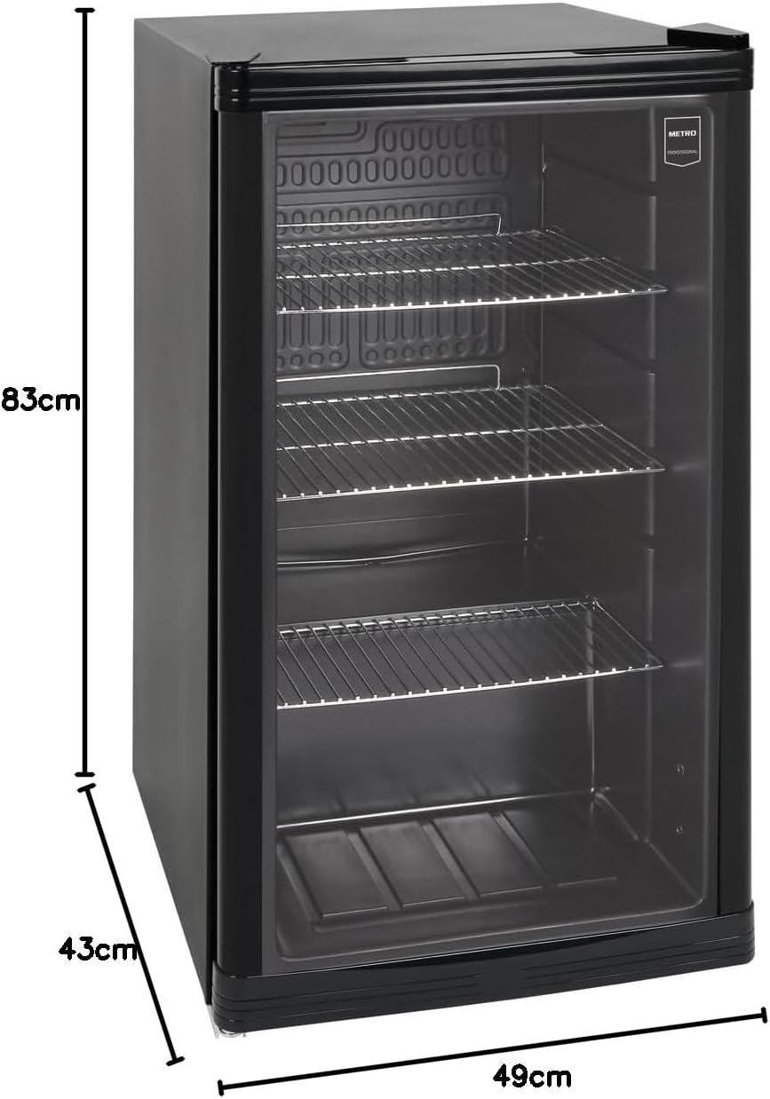 Mini-Kühlschrank 88 L GPC1088, 1.052 kWh/24h, 3 Edelstahl-Drahtböden, schwarz