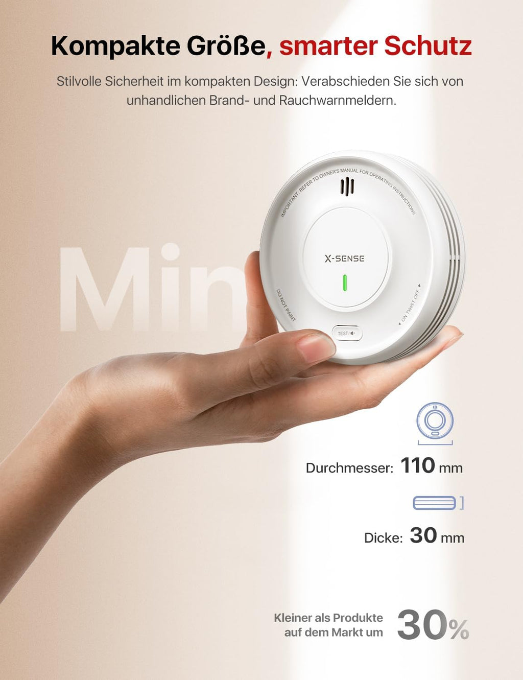 Smart Rauchmelder WLAN, Magnethalterung, Basisstation SBS50, App, Home-Assistant-kompatibel, wechselbare Batterie, XS0D-MR121