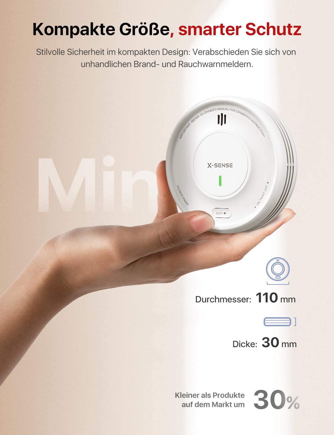 Smart Rauchmelder WLAN, Magnethalterung, Basisstation SBS50, App, Home-Assistant-kompatibel, wechselbare Batterie, XS0D-MR121