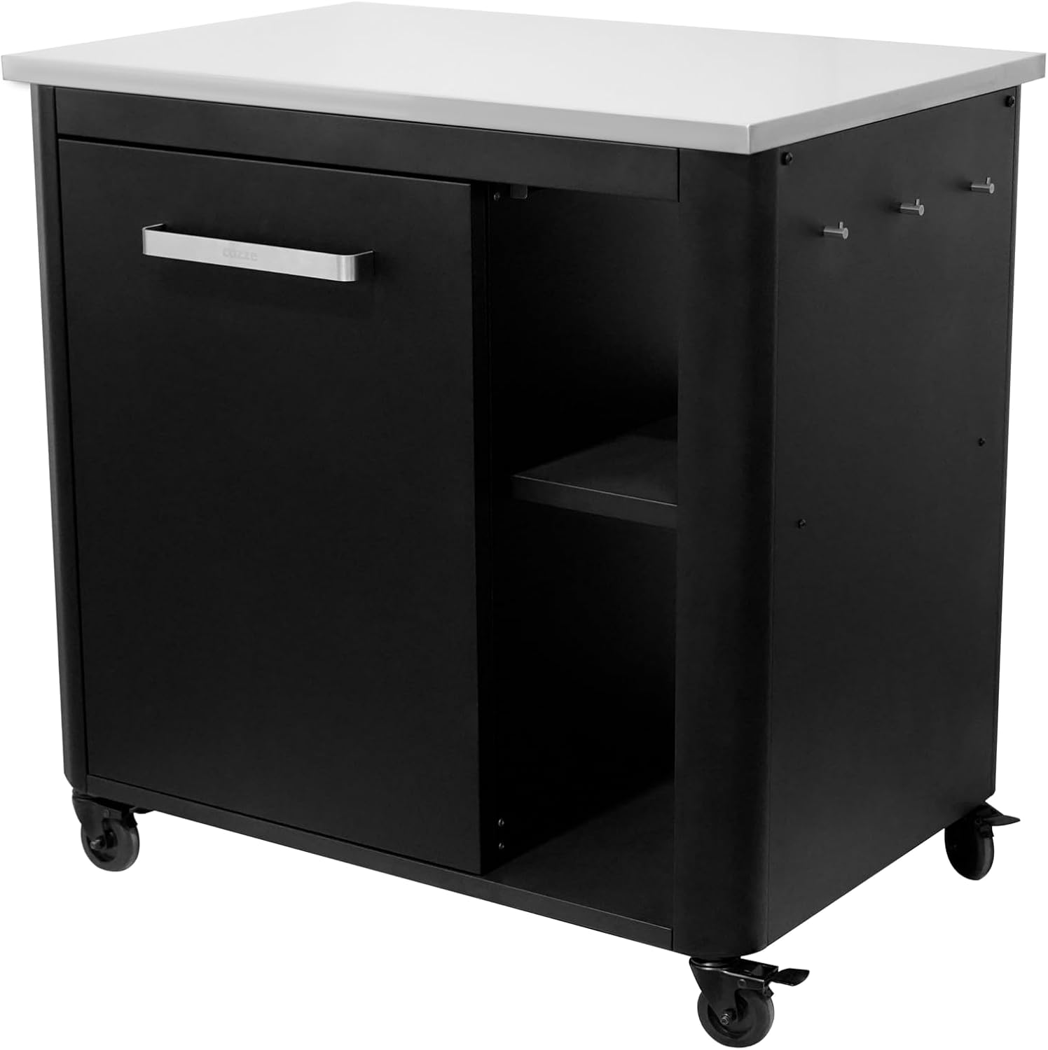 Outdoor-Tisch für Außenküchen, erweiterbar + kombinierbar, 4 Räder Ø75mm, 430 Edelstahl, Gasflaschenhalter, 100kg, für Grillfans