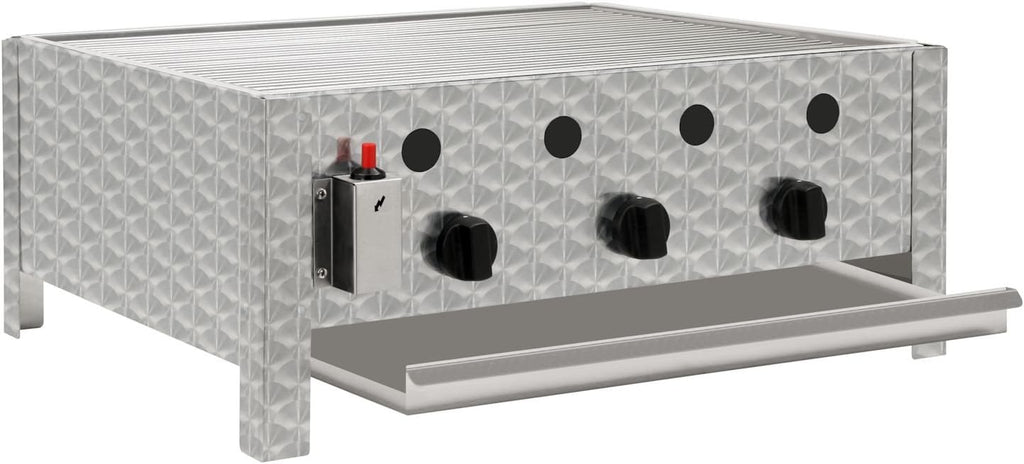 Edelstahl Gastrobräter 3-flammig 64x52x27 cm | Gastrogasgrill, Tischgrill, Wurstbrater