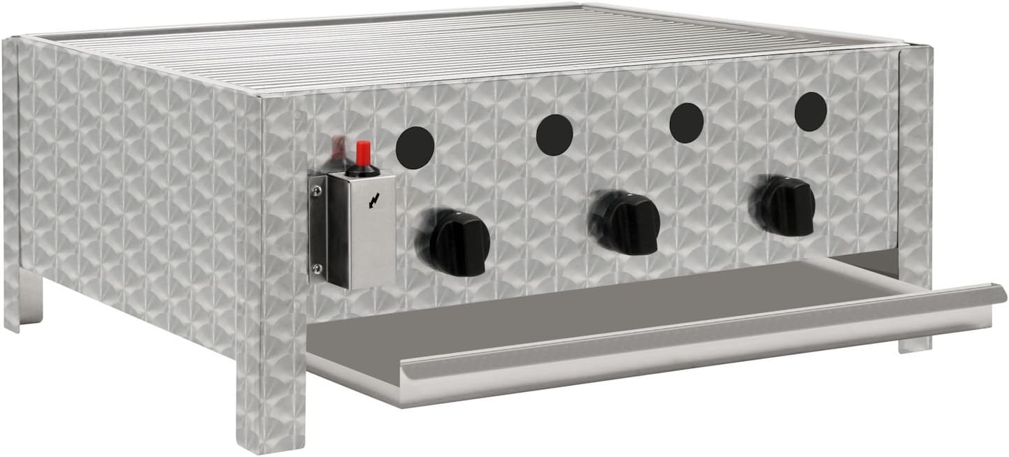 Edelstahl Gastrobräter 3-flammig 64x52x27 cm | Gastrogasgrill, Tischgrill, Wurstbrater