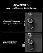 Smart Lock Ultra, 3D-Gesichtserkennung + Fingerabdruck, Nachrüstung ohne Zylindertausch, Öffnung per Gesicht/Fingerprint/Code/Alexa/WLAN/Matter