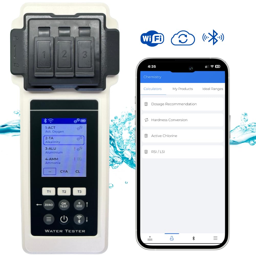 2.0 Premium Wasseranalyse-Set, 27 Parameter, WiFi + BT + App, für Pool/Spa/Whirlpool, inkl. Koffer + Wasserstandsausgleicher, Sonderedition