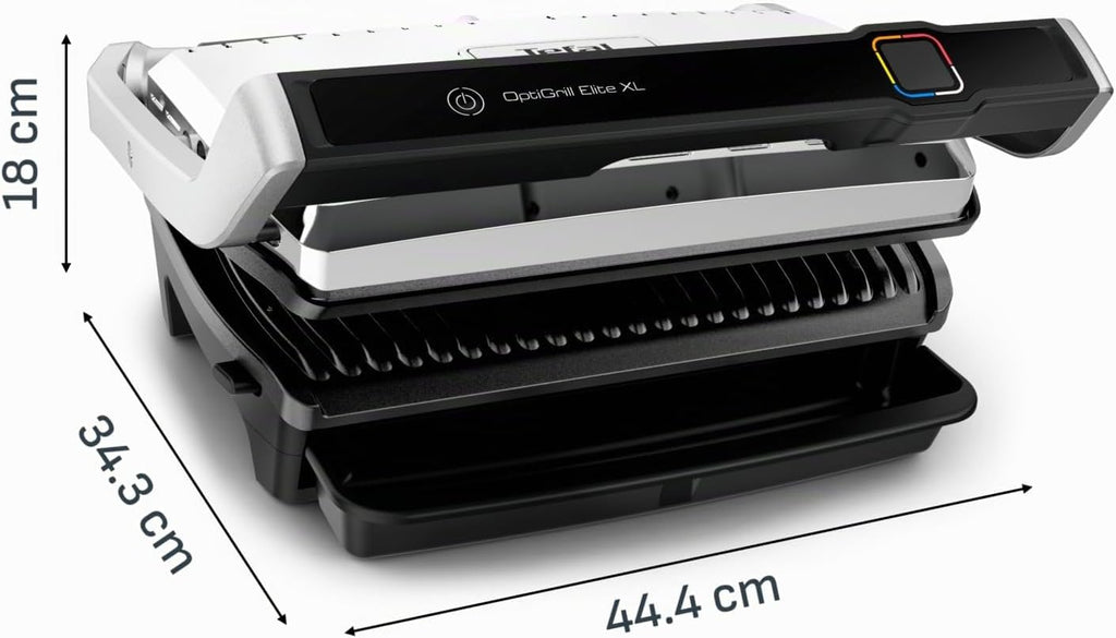 OptiGrill Elite XL Kontaktgrill, 16 Programme, digitales Display, Garstufenanzeige, XL-Platten, Grillboost, intuitiv, Edelstahl, GC760D12