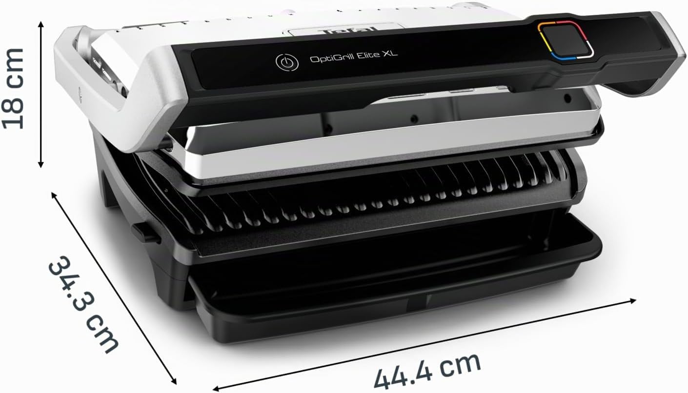 OptiGrill Elite XL Kontaktgrill, 16 Programme, digitales Display, Garstufenanzeige, XL-Platten, Grillboost, intuitiv, Edelstahl, GC760D12