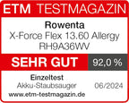 X-Force Flex 13.60 Kabelloser Akku-Staubsauger Allergiker-Modell, 150 Air Watt, 60 Min Laufzeit, Flex-Gelenk, Tiefe Reinigung, Made in France