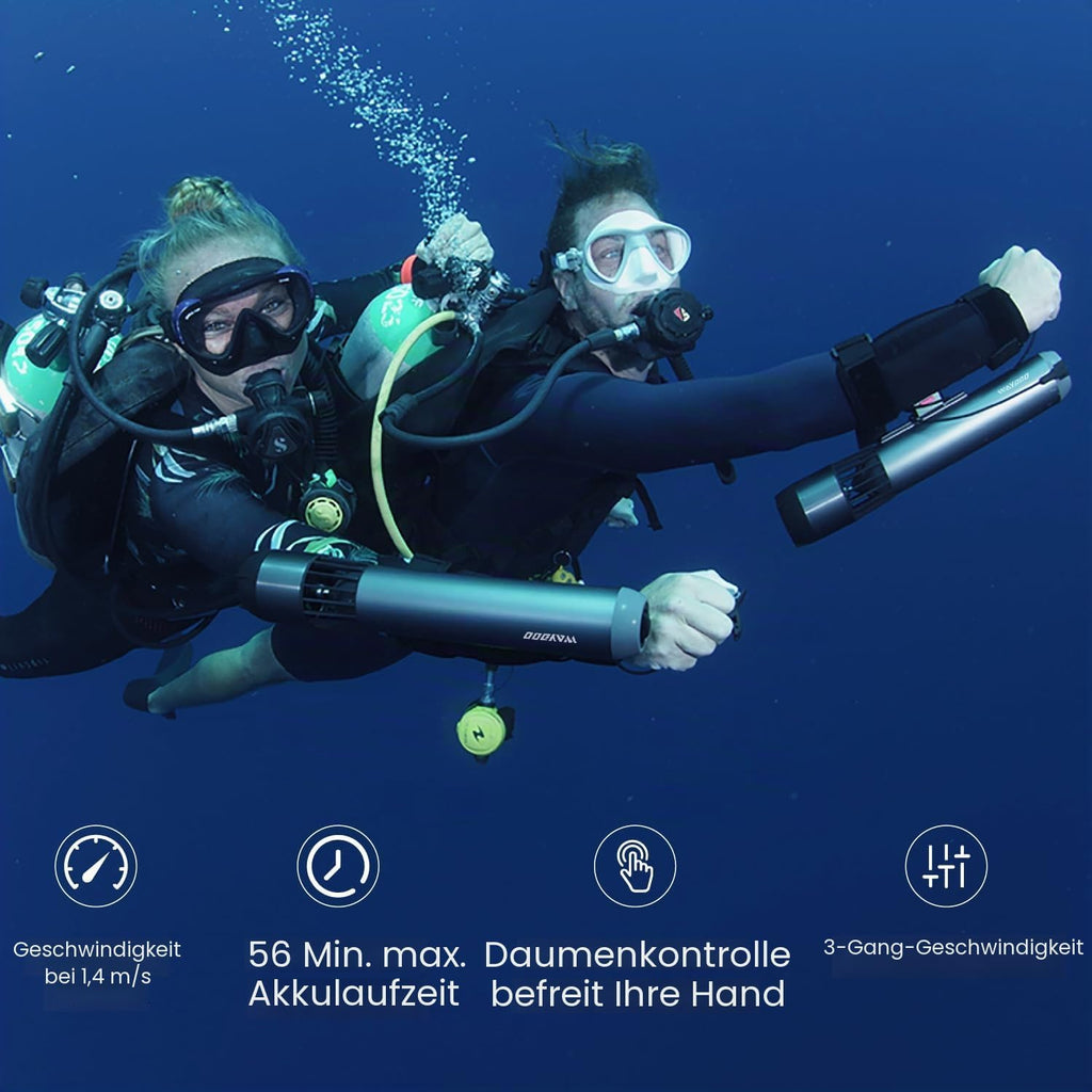 Subnado Unterwasser-Scooter, Daumensteuerung, für SUP/Pool/Tauchen/Schnorcheln, kompakt + tragbar, für Erwachsene/Kinder, grau/rot