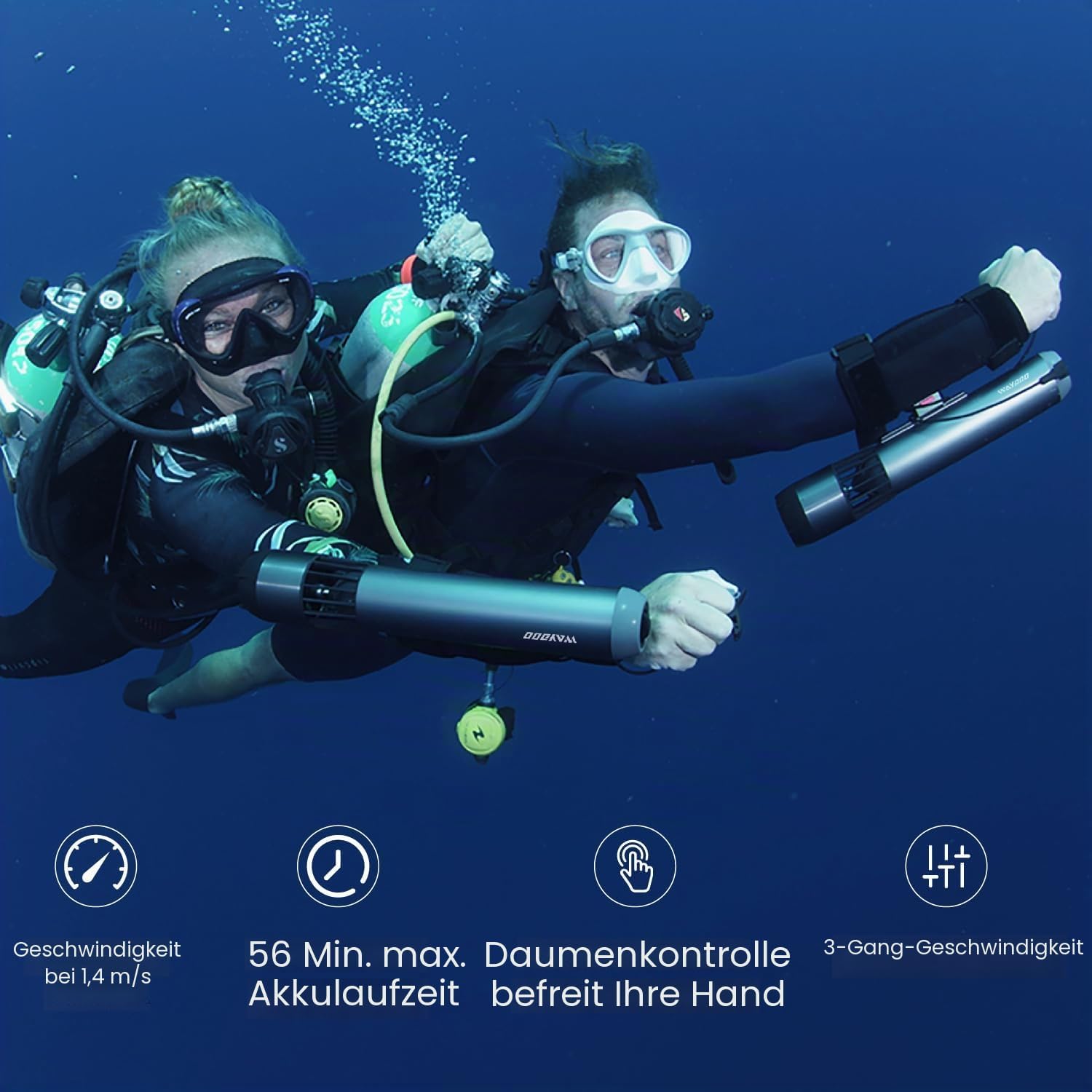 Subnado Unterwasser-Scooter, Daumensteuerung, für SUP/Pool/Tauchen/Schnorcheln, kompakt + tragbar, für Erwachsene/Kinder, grau/rot