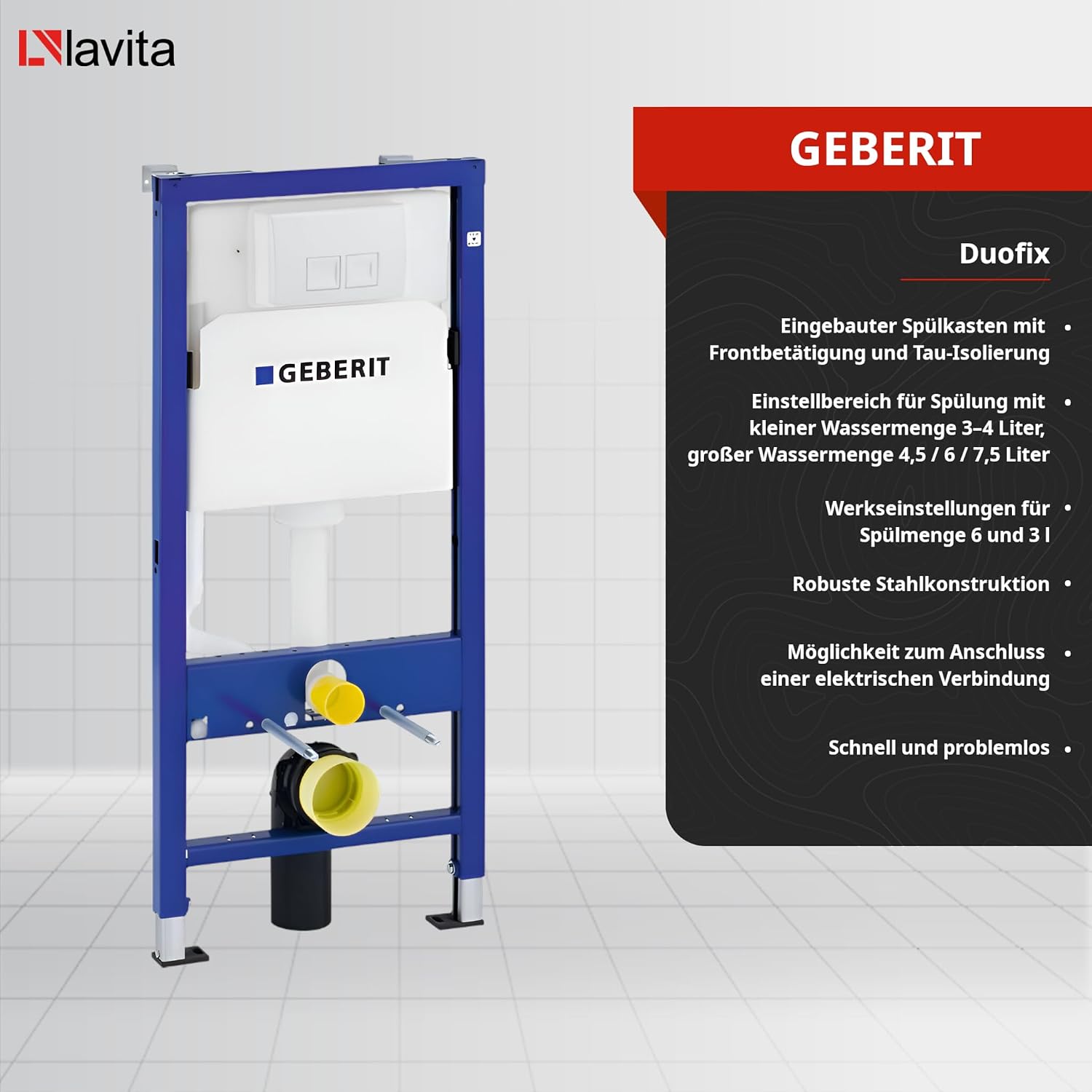 Duofix Basic Vorwandelement + Wand WC Dalia Weiß spülrandlos Tornado Spülsystem + WC-Sitz Absenkautomatik + Bedienplatte Delta 25 weiß - Komplettset