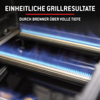 E-310 Gasgrill, 3-Brenner, Snap-Jet Zündung, 51x46cm Grillfläche, robuste Räder, Warmhalterost, Works Seitenablagen kompatibel, Schwarz/Silber