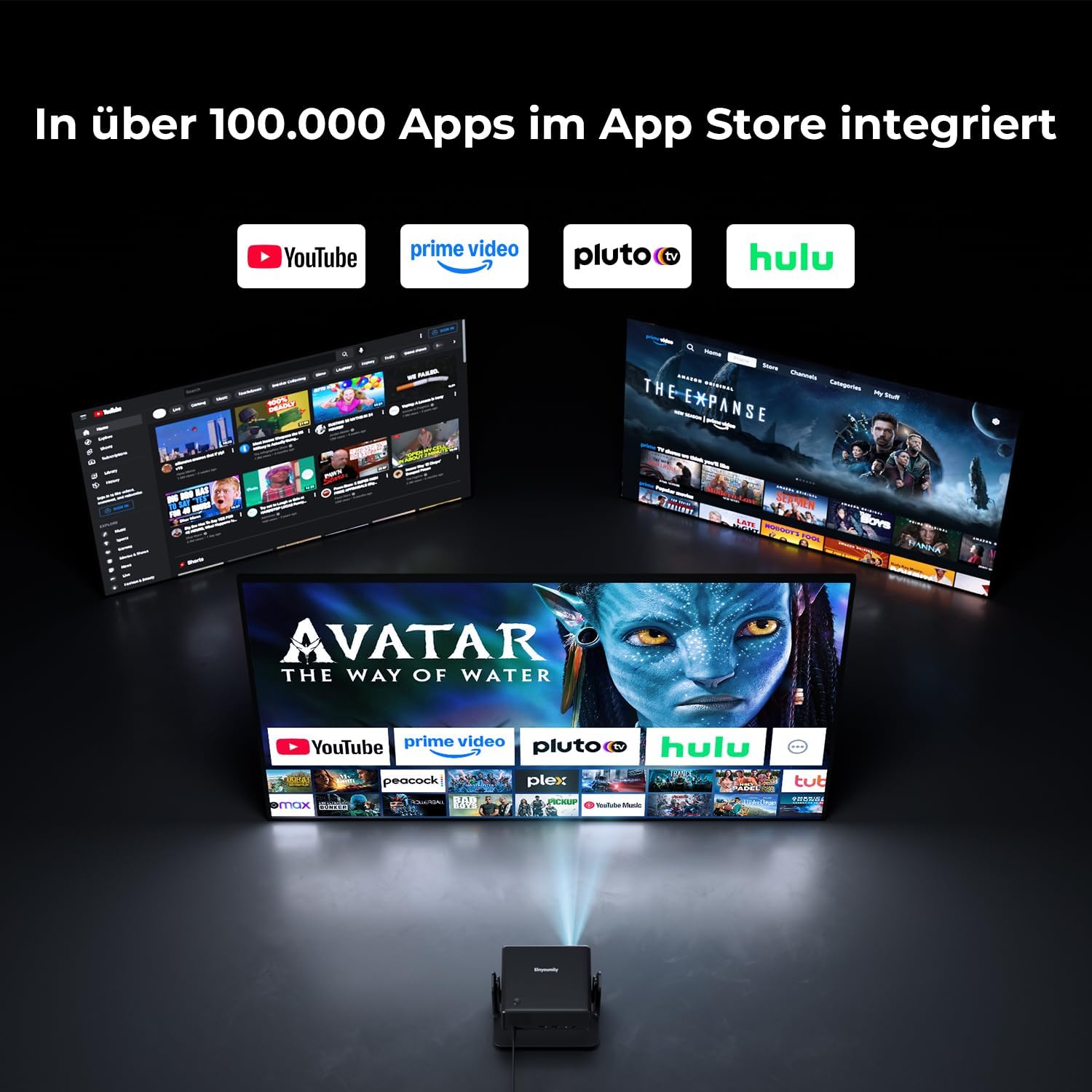 Mini Beamer 4K Native 1080P, 28000 Lumen, WLAN 6, Bluetooth, Elektrischer Fokus, 4D Keystone, Kompatibel mit Netflix, Heimkino & Outdoor