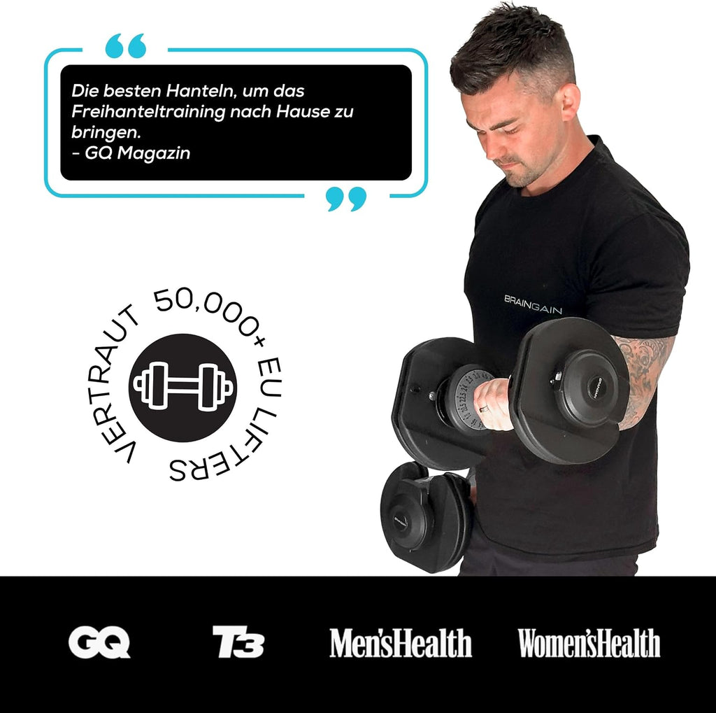 Verstellbares Kurzhantel-Paar, 15-in-1 (24kg) Gewichtsstufen, Smart-Click-Technologie, Anti-Rutsch-Griff, platzsparend für Heimtraining