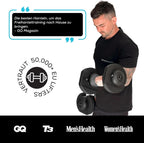 Verstellbares Kurzhantel-Paar, 15-in-1 (24kg) Gewichtsstufen, Smart-Click-Technologie, Anti-Rutsch-Griff, platzsparend für Heimtraining