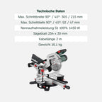 Kapp- und Gehrungssäge KGS 254 M – Precision Cut Line, 254 mm Sägeblatt, Zugfunktion, 2 m Kabellänge