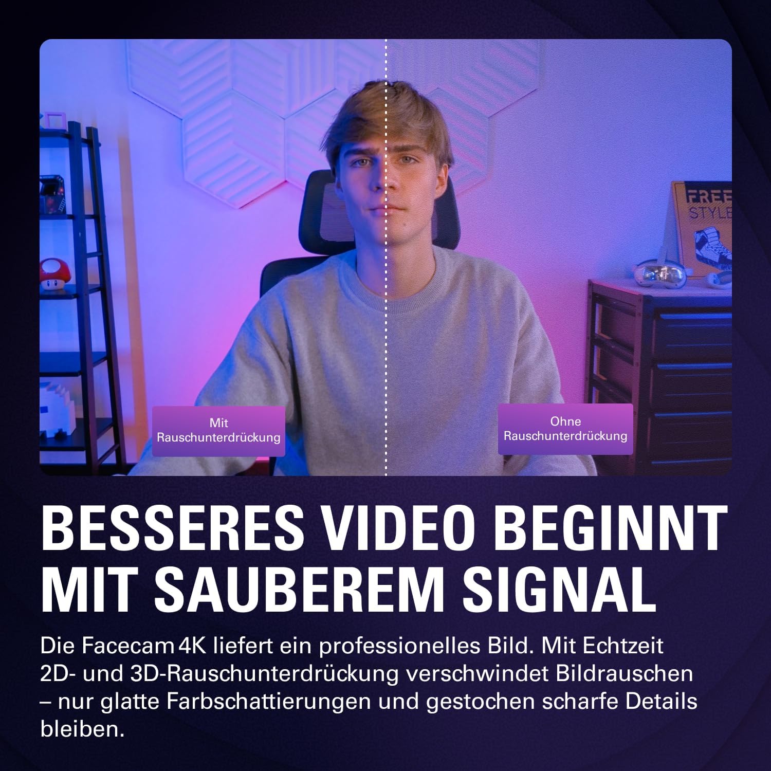Facecam 4K 4K60 Studio-Webcam mit DSLR-Steuerung, HDR, unkomprimiertes Video, 49mm Filter, USB-C für PC & Mac