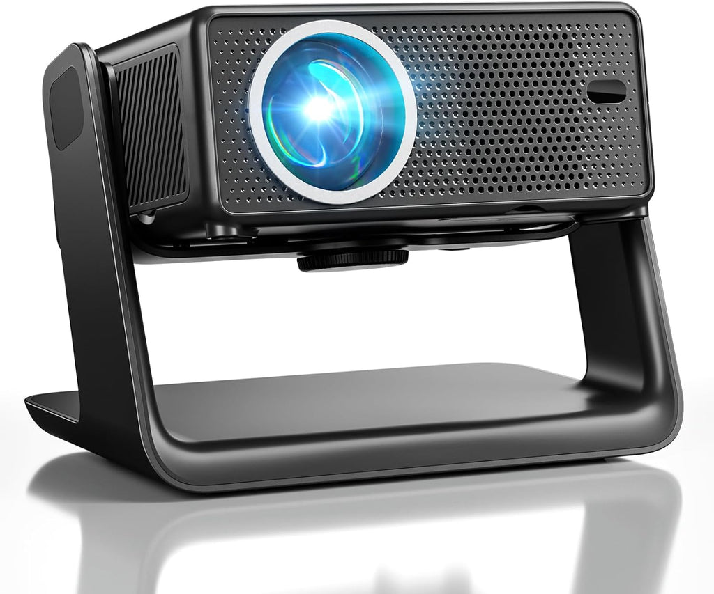 Mini Beamer 4K Native 1080P, 28000 Lumen, WLAN 6, Bluetooth, Elektrischer Fokus, 4D Keystone, Kompatibel mit Netflix, Heimkino & Outdoor