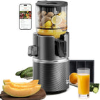 Entsafter, 124 mm Einfüllschacht, 350W, Slow Juicer, Doppel-Zerkleinerung, für ganze Früchte/Gemüse, hohe Saftausbeute, BPA-frei, Tritan, grau