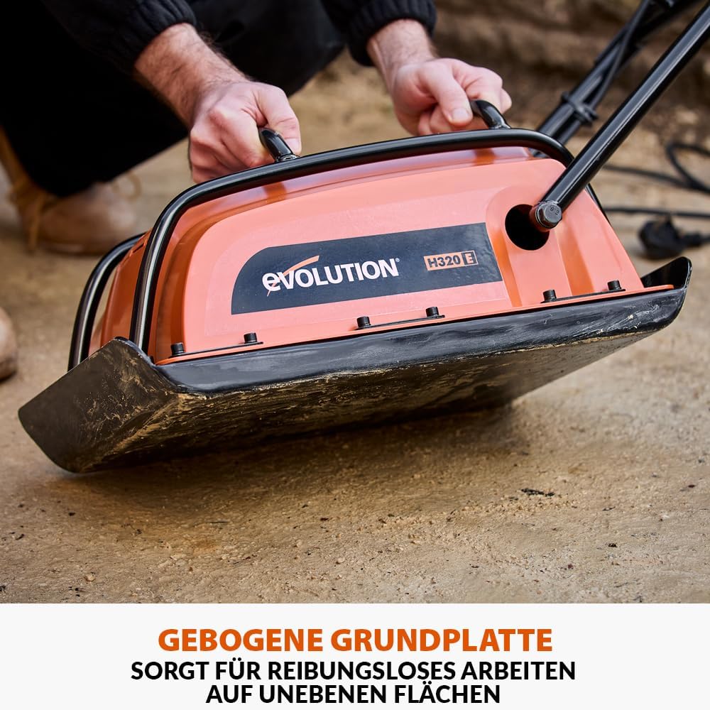 H320-E Elektro Vibrationsstampfer Rüttler Rüttelplatte - Ideal zum Nivellieren von Gehwegen, Kunstrasen, Terrassen, Blockarbeiten, Sand