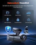 N4S 3-Kanal Dashcam 2.7K+2.5K+1440P Vorne Hinten Innen, STARVIS 2 HDR Nachtsicht, 5GHz WLAN GPS, 24h Parküberwachung G-Sensor, Max 1TB, CPL optional