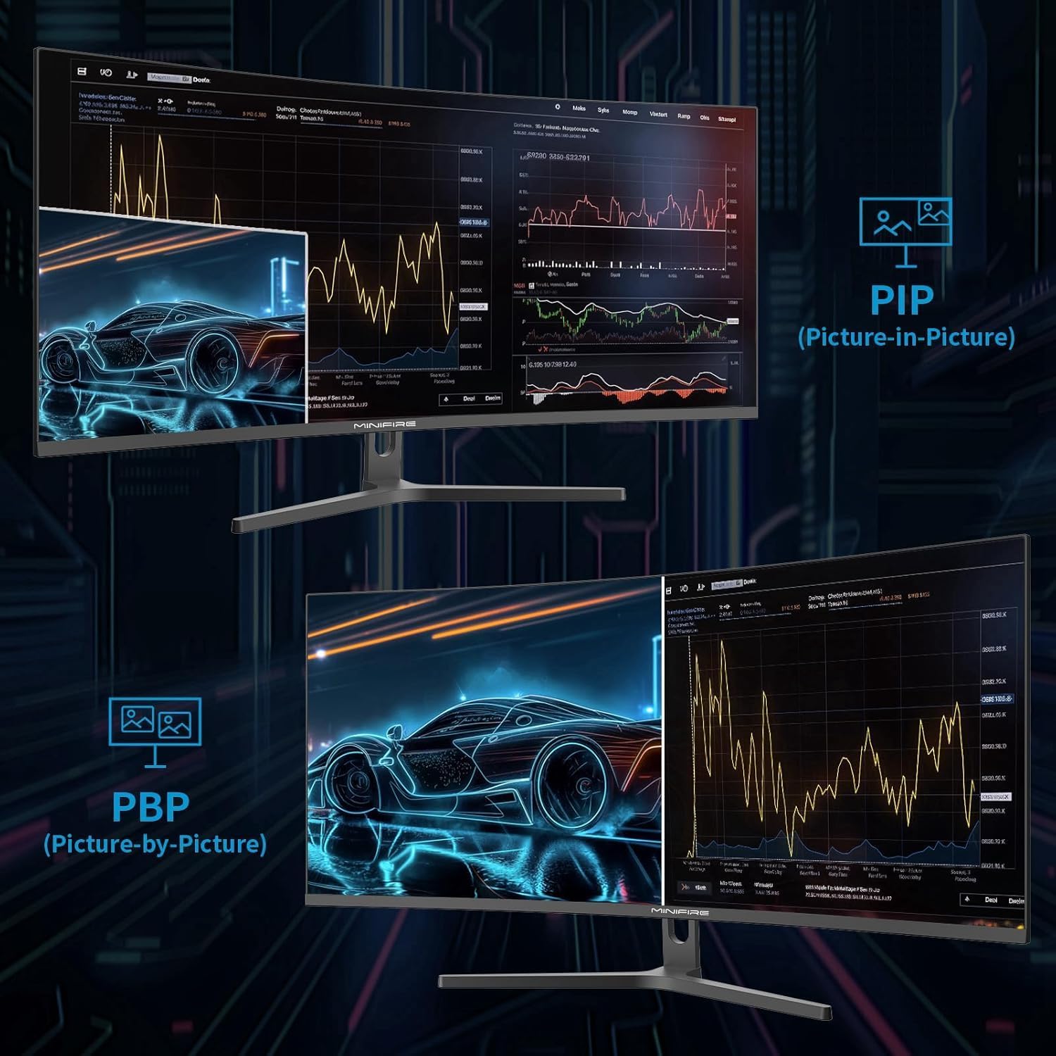 34" UWQHD Curved Monitor, 3440x1440, 165Hz, 1500R, 1ms MPRT, FreeSync, HDR, 300nits, sRGB 125%, DCI-P3 95%, VA, HDMI/DP, MFG34C5Q