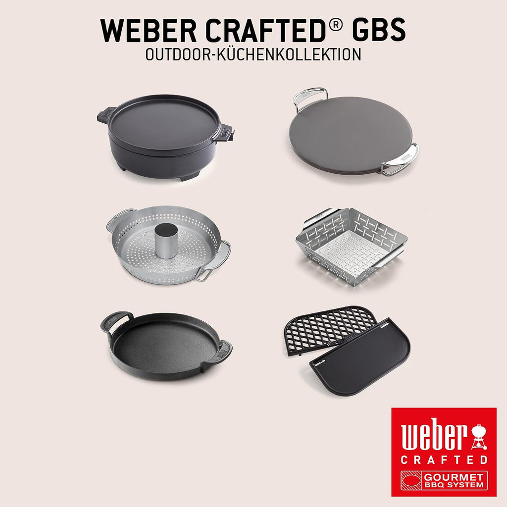 E-310 Gasgrill, 3-Brenner, Snap-Jet Zündung, 51x46cm Grillfläche, robuste Räder, Warmhalterost, Works Seitenablagen kompatibel, Schwarz/Silber
