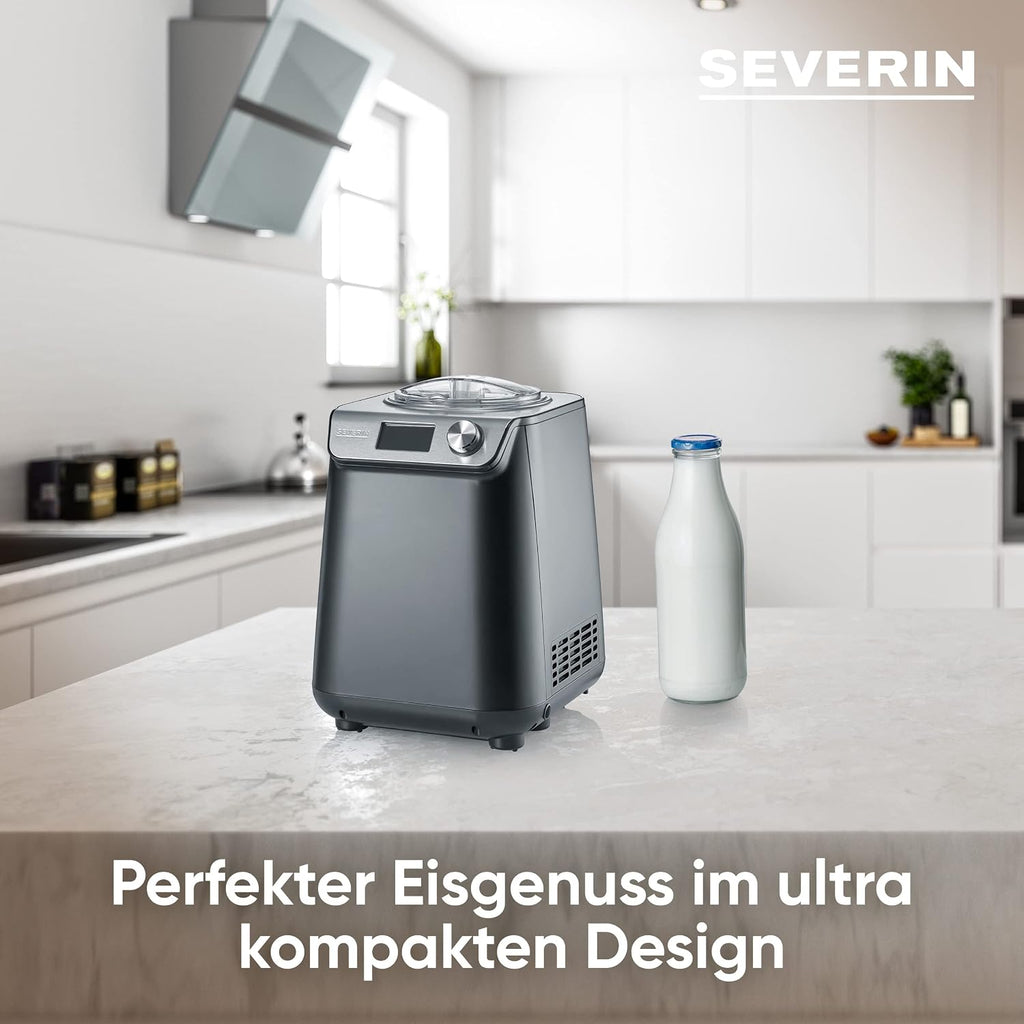 Kompakte 2-in-1 Eismaschine und Joghurtbereiter, platzsparend mit Kompressor im Slim-Design, Modell EZ 7407