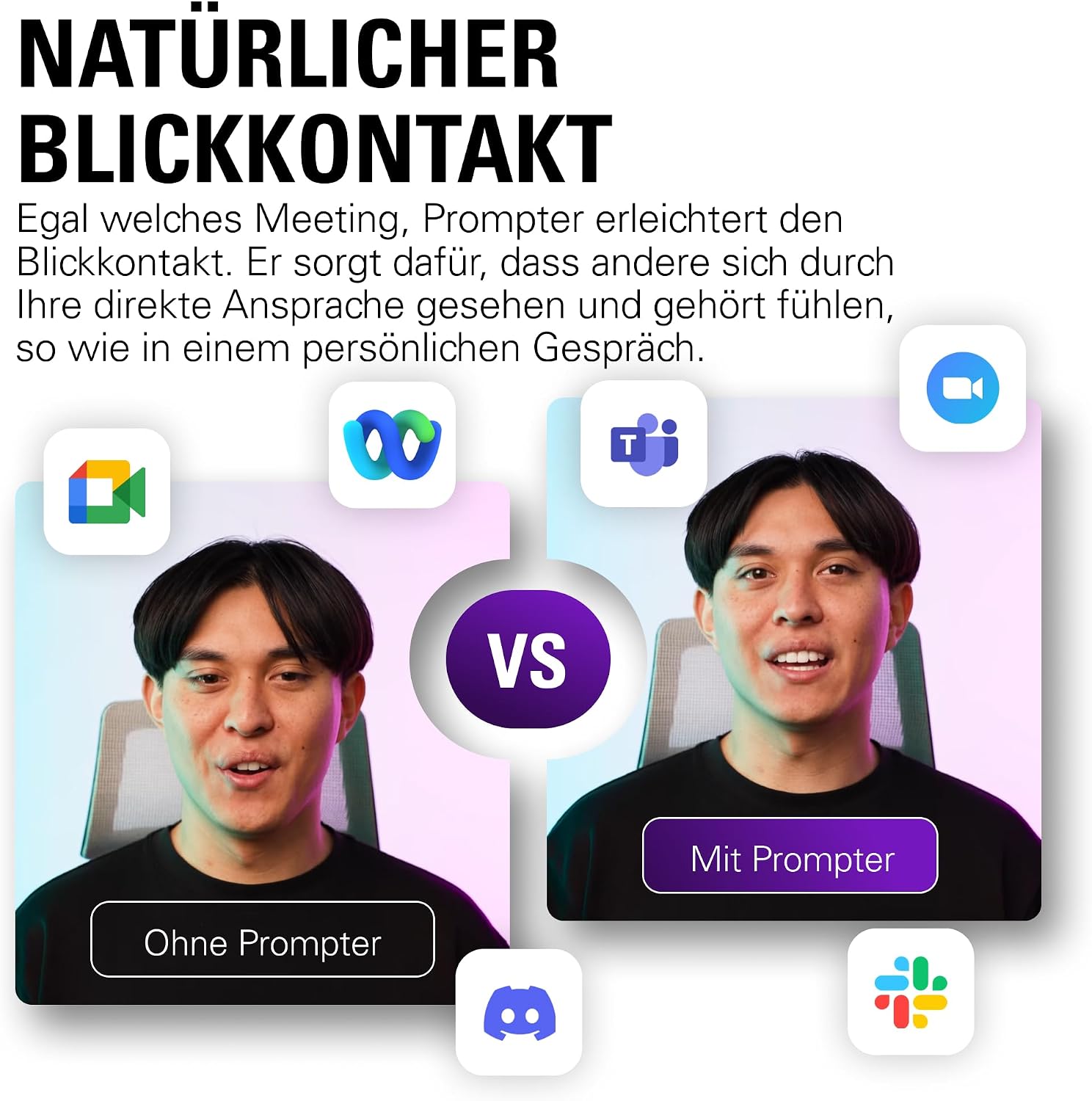 Prompter – Teleprompter mit integriertem Bildschirm, Drag&Drop-Monitoranzeige