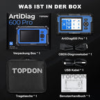 ArtiDiag600 Pro OBD2 Diagnosegerät für alle Fahrzeuge - 9 Servicefunktionen (Öl/ABS/DPF/SRS/SAS/Injektorcodierung)