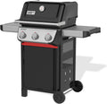 E-310 Gasgrill, 3-Brenner, Snap-Jet Zündung, 51x46cm Grillfläche, robuste Räder, Warmhalterost, Works Seitenablagen kompatibel, Schwarz/Silber