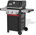 E-310 Gasgrill, 3-Brenner, Snap-Jet Zündung, 51x46cm Grillfläche, robuste Räder, Warmhalterost, Works Seitenablagen kompatibel, Schwarz/Silber