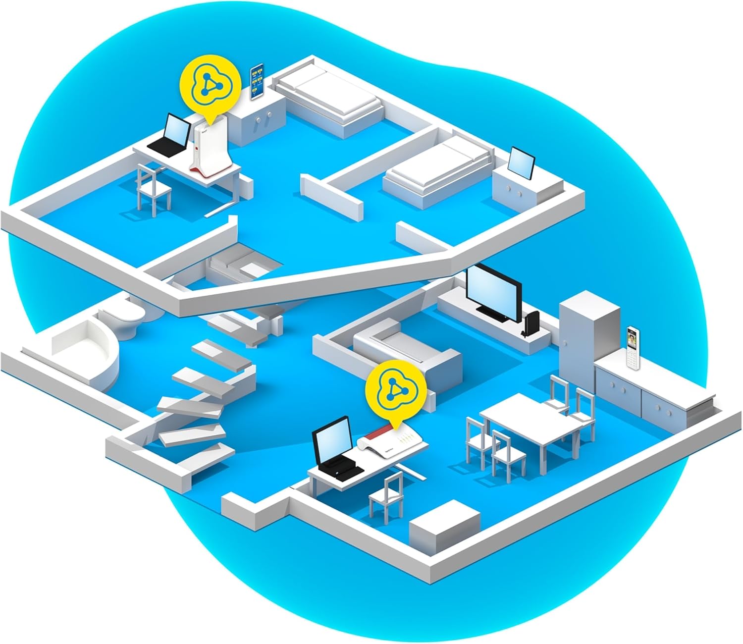 Repeater 6000 (WiFi 6, drei Funkeinheiten: 5 GHz (2x2400 Mbit/s) + 2,4 GHz (1200 Mbit/s), 2,5-Gigabit-LAN)