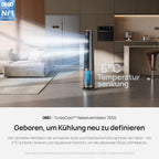 TurboCool Nebelventilator 765S, 3-in-1 Turm, Ultraschall, WLAN+App, 6L Tank, 10.4 m/s, 20 dB DC-Motor, 90° Osz., 12 Stufen, 4 Modi