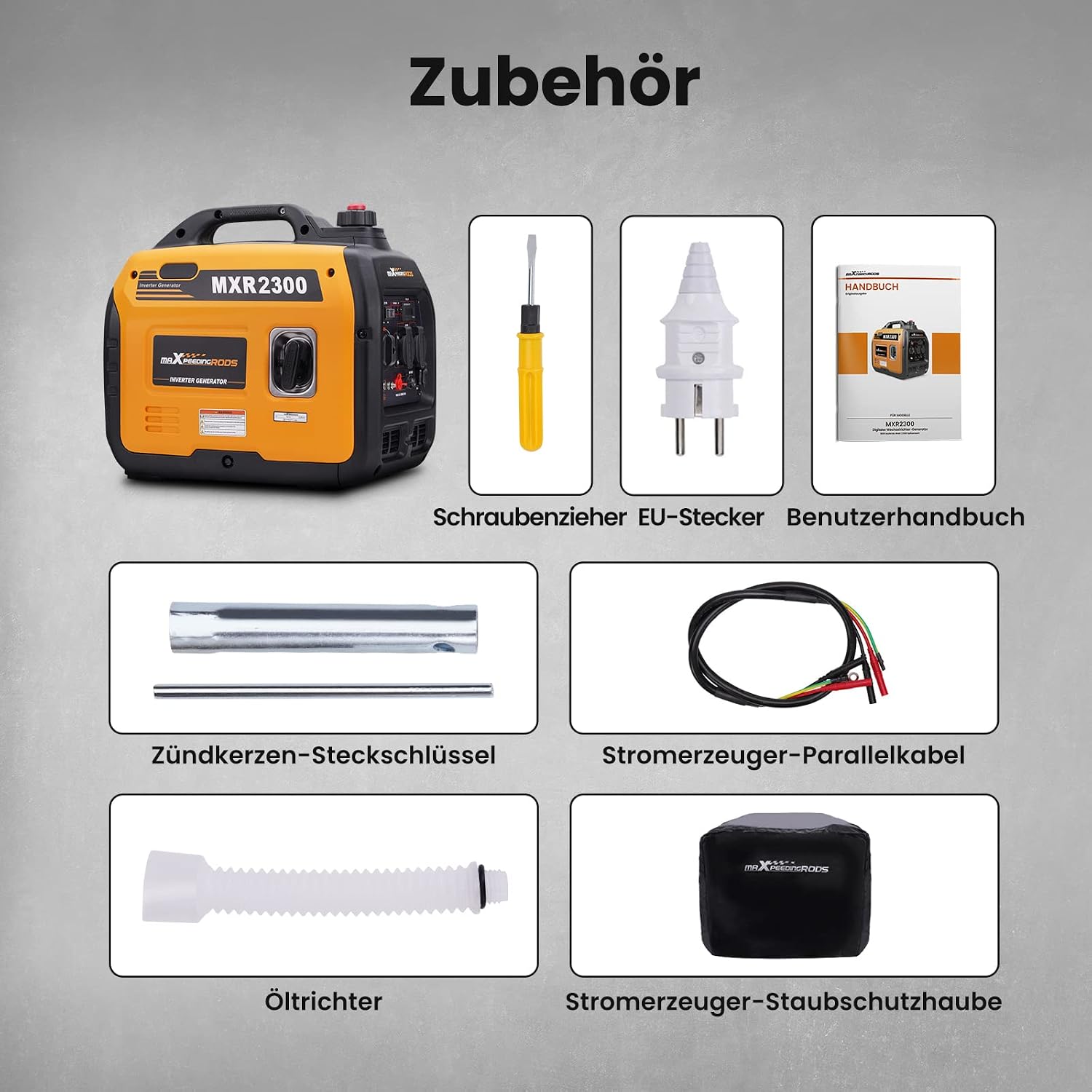 2300W Inverter Stromerzeuger Superleise Tragbarer für Outdoor Camping Wohnmobil 4 Takt Leicht Notstromaggregat Benzin, USB & 230V Steckdosen