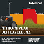 WG737E Nitro Akku-Rasenmäher 40V (2x20V) bürstenloser Motor, 37cm Schnittbreite, 6 Höhenstufen (20-70mm), 40L Grasfangsack, 2x4Ah Akkus & Dual-Ladegerät