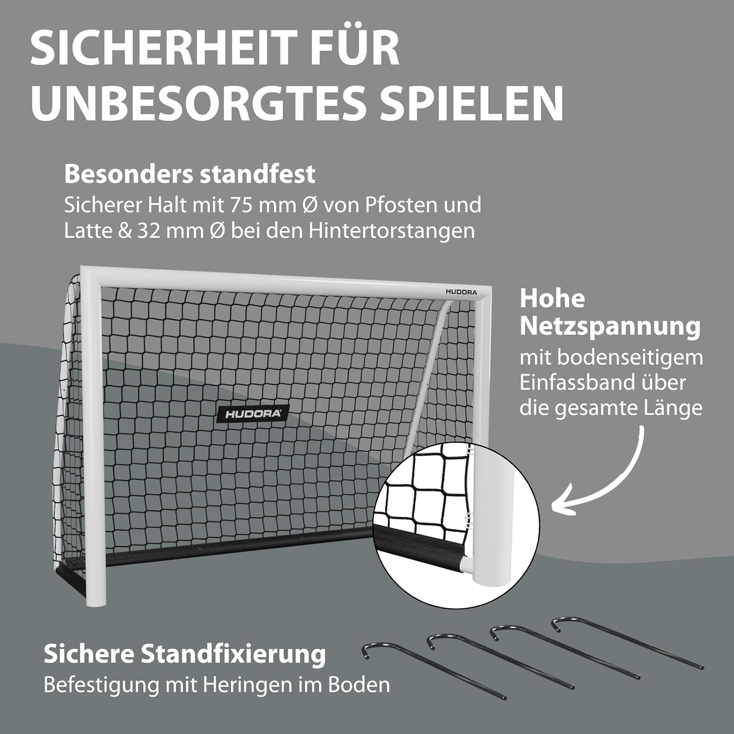 Fußballtor Advanced 120/180/240/300 - wetterfest, standfest, engmaschiges Netz - für Kinder, Jugendliche & Erwachsene - Garten-Fußball-Trainingstor